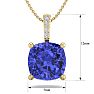1 Carat Cushion Cut Tanzanite and Hidden Halo Diamond Necklace In 14 Karat Yellow Gold, 18 Inches Image-5