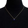 1 Carat Cushion Cut Tanzanite and Hidden Halo Diamond Necklace In 14 Karat Yellow Gold, 18 Inches Image-6