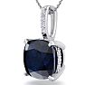 1 1/10 Carat Cushion Cut Sapphire and Hidden Halo Diamond Necklace In 14 Karat White Gold, 18 Inches Image-2