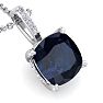 1 1/10 Carat Cushion Cut Sapphire and Hidden Halo Diamond Necklace In 14 Karat White Gold, 18 Inches Image-4