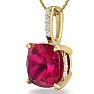 1 1/2 Carat Cushion Cut Ruby and Hidden Halo Diamond Necklace In 14 Karat Yellow Gold, 18 Inches Image-2