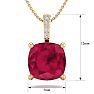 1 1/2 Carat Cushion Cut Ruby and Hidden Halo Diamond Necklace In 14 Karat Yellow Gold, 18 Inches Image-5