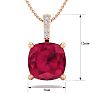 1 1/2 Carat Cushion Cut Ruby and Hidden Halo Diamond Necklace In 14 Karat Rose Gold, 18 Inches Image-5