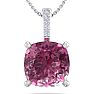 Pink Gemstones 1 1/5 Carat Cushion Cut Pink Topaz and Hidden Halo Diamond Necklace In 14 Karat White Gold, 18 Inches Image-1