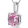 Pink Gemstones 1 1/5 Carat Cushion Cut Pink Topaz and Hidden Halo Diamond Necklace In 14 Karat White Gold, 18 Inches Image-2