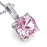 Pink Gemstones 1 1/5 Carat Cushion Cut Pink Topaz and Hidden Halo Diamond Necklace In 14 Karat White Gold, 18 Inches Image-4