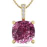 Pink Gemstones 1 1/5 Carat Cushion Cut Pink Topaz and Hidden Halo Diamond Necklace In 14 Karat Yellow Gold, 18 Inches Image-1