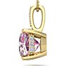 Pink Gemstones 1 1/5 Carat Cushion Cut Pink Topaz and Hidden Halo Diamond Necklace In 14 Karat Yellow Gold, 18 Inches Image-3