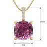 Pink Gemstones 1 1/5 Carat Cushion Cut Pink Topaz and Hidden Halo Diamond Necklace In 14 Karat Yellow Gold, 18 Inches Image-5