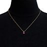 Pink Gemstones 1 1/5 Carat Cushion Cut Pink Topaz and Hidden Halo Diamond Necklace In 14 Karat Yellow Gold, 18 Inches Image-6