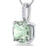 1 Carat Cushion Cut Green Amethyst and Hidden Halo Diamond Necklace In 14 Karat White Gold, 18 Inches Image-2