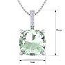 1 Carat Cushion Cut Green Amethyst and Hidden Halo Diamond Necklace In 14 Karat White Gold, 18 Inches Image-5