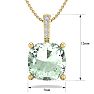 1 Carat Cushion Cut Green Amethyst and Hidden Halo Diamond Necklace In 14 Karat Yellow Gold, 18 Inches Image-5