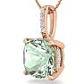 1 Carat Cushion Cut Green Amethyst and Hidden Halo Diamond Necklace In 14 Karat Rose Gold, 18 Inches Image-2