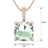 1 Carat Cushion Cut Green Amethyst and Hidden Halo Diamond Necklace In 14 Karat Rose Gold, 18 Inches Image-5