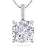 3/4 Carat Cushion Cut Hidden Halo Diamond Necklace In 14 Karat White Gold, 18 Inches Image-1