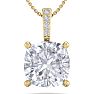 3/4 Carat Cushion Cut Hidden Halo Diamond Necklace In 14 Karat Yellow Gold, 18 Inches Image-1