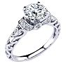 Moissanite Engagement Ring; 1 1/4 Carat Vintage Moissanite Engagement Ring In 14 Karat White Gold Image-2