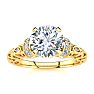 Moissanite Engagement Ring; 1 1/4 Carat Vintage Moissanite Engagement Ring In 14 Karat Yellow Gold Image-1