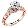 Moissanite Engagement Ring; 1 1/4 Carat Vintage Moissanite Engagement Ring In 14 Karat Rose Gold Image-2