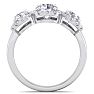 2 1/2 Carat Round Shape Halo Diamond Three Stone Ring In 14K White Gold. Incredible Value For A Large Fiery Diamond Ring Image-3