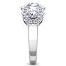 2 1/2 Carat Round Shape Halo Diamond Three Stone Ring In 14K White Gold. Incredible Value For A Large Fiery Diamond Ring Image-4