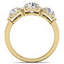 2 1/2 Carat Round Shape Halo Diamond Three Stone Ring In 14K Yellow Gold. Incredible Value For A Large Fiery Diamond Ring Image-3