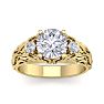2 1/4 Carat Round Shape Diamond Intricate Vine Engagement Ring In 14 Karat Yellow Gold Image-1