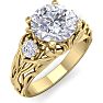 2 1/4 Carat Round Shape Diamond Intricate Vine Engagement Ring In 14 Karat Yellow Gold Image-2