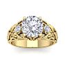 3 1/4 Carat Round Shape Diamond Intricate Vine Engagement Ring In 14 Karat Yellow Gold Image-1