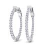 1 Carat Diamond Hoop Earrings In 14 Karat White Gold, 3/4 Inch Image-1