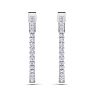 1 Carat Diamond Hoop Earrings In 14 Karat White Gold, 3/4 Inch Image-2