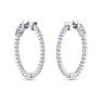 1 Carat Diamond Hoop Earrings In 14 Karat White Gold, 3/4 Inch Image-3
