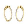 1 Carat Diamond Hoop Earrings In 14 Karat Yellow Gold, 3/4 Inch Image-3