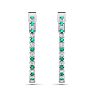 1 Carat Emerald and Diamond Hoop Earrings In 14 Karat White Gold, 3/4 Inch Image-2