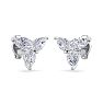 1/2 Carat Pear Shape Diamond Cluster Earrings In 14 Karat White Gold Image-4