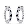 1/2 Carat Sapphire and Diamond Hoop Earrings In 14 Karat White Gold, 1/2 Inch Image-2