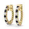 1/2 Carat Sapphire and Diamond Hoop Earrings In 14 Karat Yellow Gold, 1/2 Inch Image-1