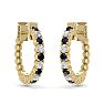 1/2 Carat Sapphire and Diamond Hoop Earrings In 14 Karat Yellow Gold, 1/2 Inch Image-2