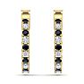 1/2 Carat Sapphire and Diamond Hoop Earrings In 14 Karat Yellow Gold, 1/2 Inch Image-3