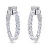 2 Carat Diamond Hoop Earrings In 14 Karat White Gold, 3/4 Inch Image-4