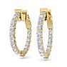 2 Carat Diamond Hoop Earrings In 14 Karat Yellow Gold, 3/4 Inch Image-1