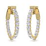 2 Carat Diamond Hoop Earrings In 14 Karat Yellow Gold, 3/4 Inch Image-3