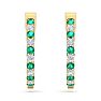 2 Carat Emerald and Diamond Hoop Earrings In 14 Karat Yellow Gold, 3/4 Inch Image-2