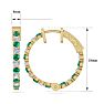 2 Carat Emerald and Diamond Hoop Earrings In 14 Karat Yellow Gold, 3/4 Inch Image-4