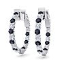 2 Carat Sapphire and Diamond Hoop Earrings In 14 Karat White Gold, 3/4 Inch Image-1