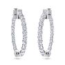 3 Carat Diamond Hoop Earrings In 14 Karat White Gold, 3/4 Inch Image-2