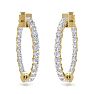 3 Carat Diamond Hoop Earrings In 14 Karat Yellow Gold, 3/4 Inch Image-2
