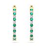 3 Carat Emerald and Diamond Hoop Earrings In 14 Karat Yellow Gold, 3/4 Inch Image-3