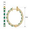 3 Carat Emerald and Diamond Hoop Earrings In 14 Karat Yellow Gold, 3/4 Inch Image-4